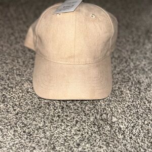 Beige Suede-Look Baseball Cap